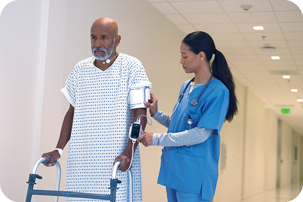 Strichzeichnung eines Krankenhausgebäudes